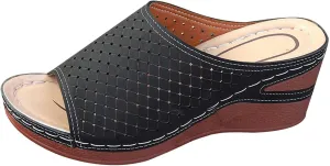 Wedge Sandals for Women Hollow Platform Shoes Slip On Walking Sandals Arch Support Wedge Slide Comfortable Open Toe Wedges Sport Slippers for Women Indoor and Outdoor Casual Breathable Shoes