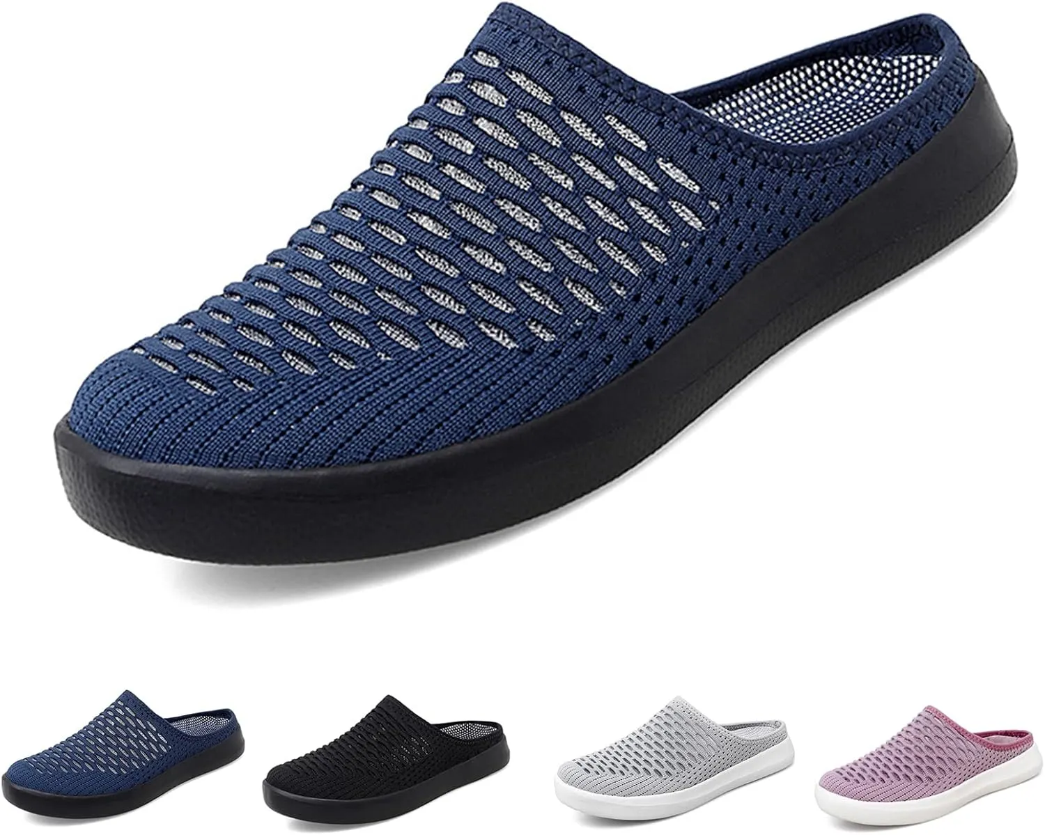WENOREG Women's Platform Hollow Out Slip On Lightweight Mule Sneakers,Summer Open Back Flats Fashion Mesh Breathe Comfort Walking Shoes Closed Round Toe Low Top Loafer