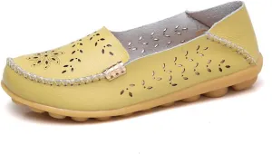 WERWAES Casual Womens Loafers Shoes Hollow Leather Breathable Lightweight Slip on Loafers Flats Walking Office Classic Moccasins Loafers for Women