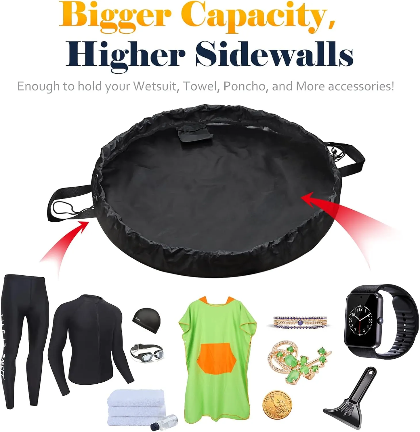 Wetsuit Change Mat, Portable Large Beach Dry Bag Waterproof Changing Mats with Shoulder and Handle Strap for Surfing