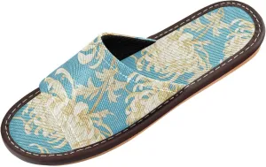 White Chrysanthemum Cyan Men Women Spa Shower Slippers Portable Non Slip Sandals for Outdoor Hotel Hotel