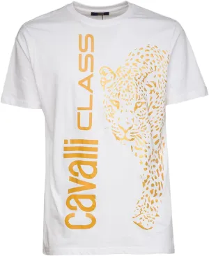 White Signature Leopard Print Fashion T-Shirt- for Mens