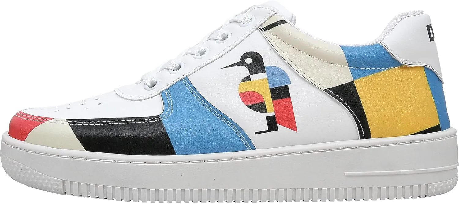 White Sneakers for Women - Handmade Women's Fashion Sneakers, Vegan Leather and Unique Design Dice Sneakers