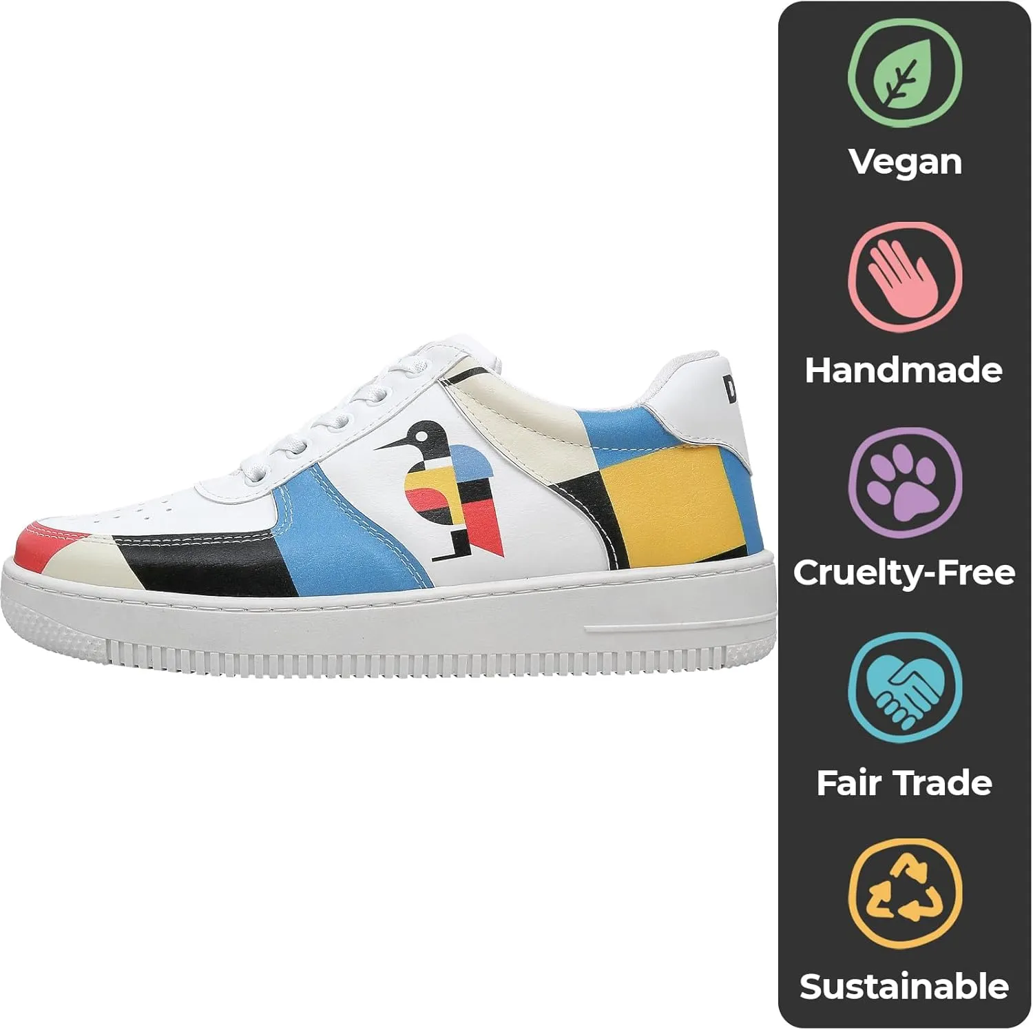 White Sneakers for Women - Handmade Women's Fashion Sneakers, Vegan Leather and Unique Design Dice Sneakers