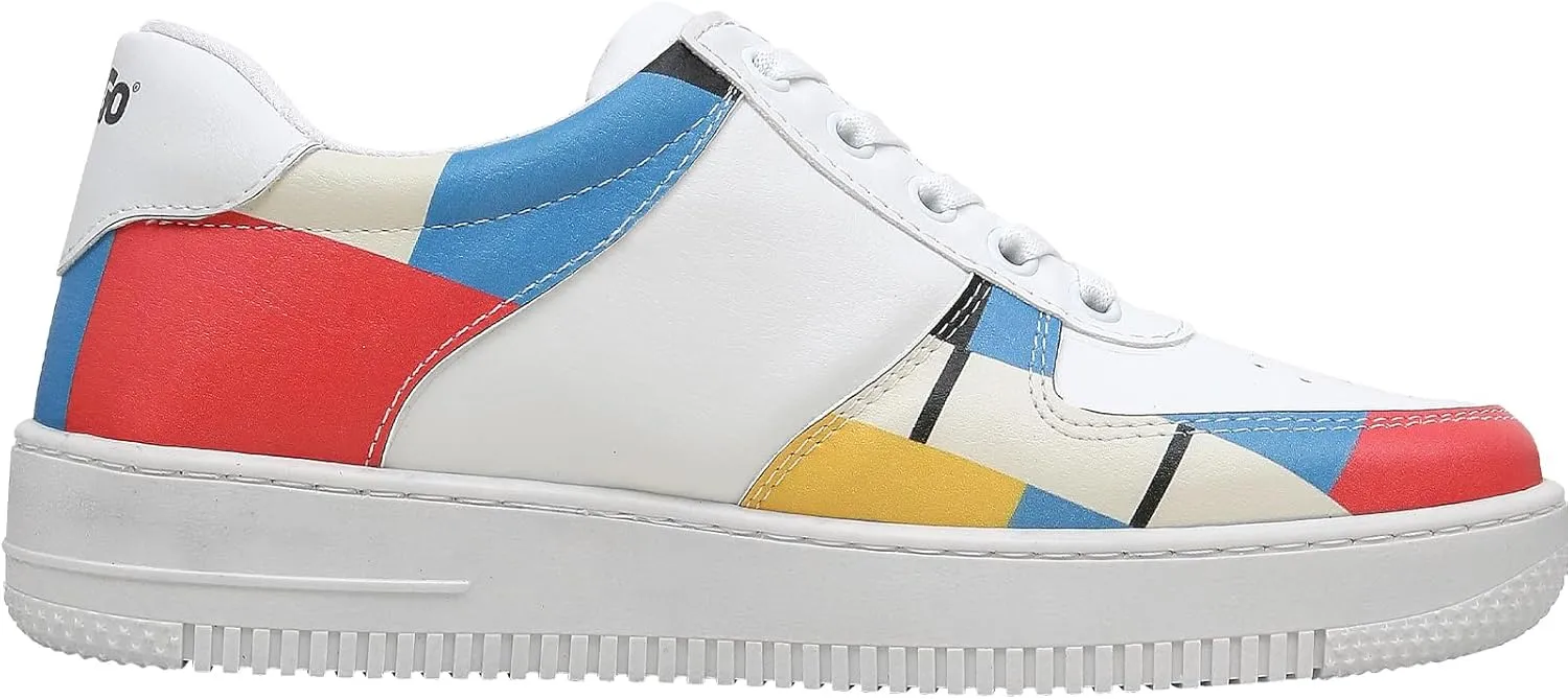 White Sneakers for Women - Handmade Women's Fashion Sneakers, Vegan Leather and Unique Design Dice Sneakers