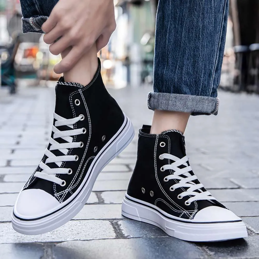 WILTENA Men's Fashion High Top Street Canvas Sneakers Boy's Casual Outdoor Youth Shoes