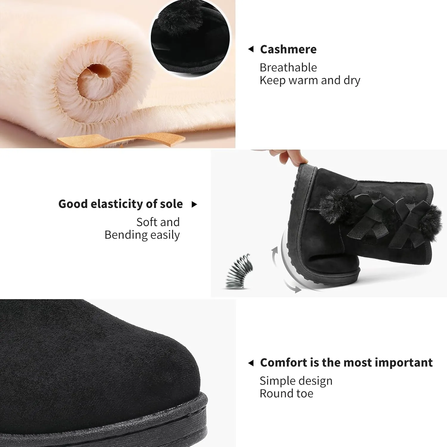 Witwatia Winter Snow Boots for Women Mid Calf Warm Fur Lined Boots Ladies Slip on Fashion Bootie