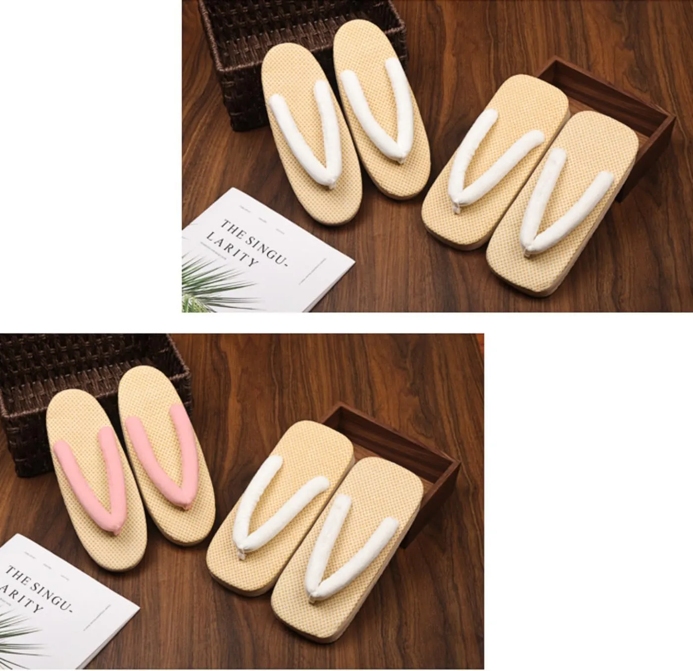 Women Japanese Cosplay Slippers Flip-Flop Clogs Wooden Sandals Multi-color Soft Sole Summer Beach Slippers