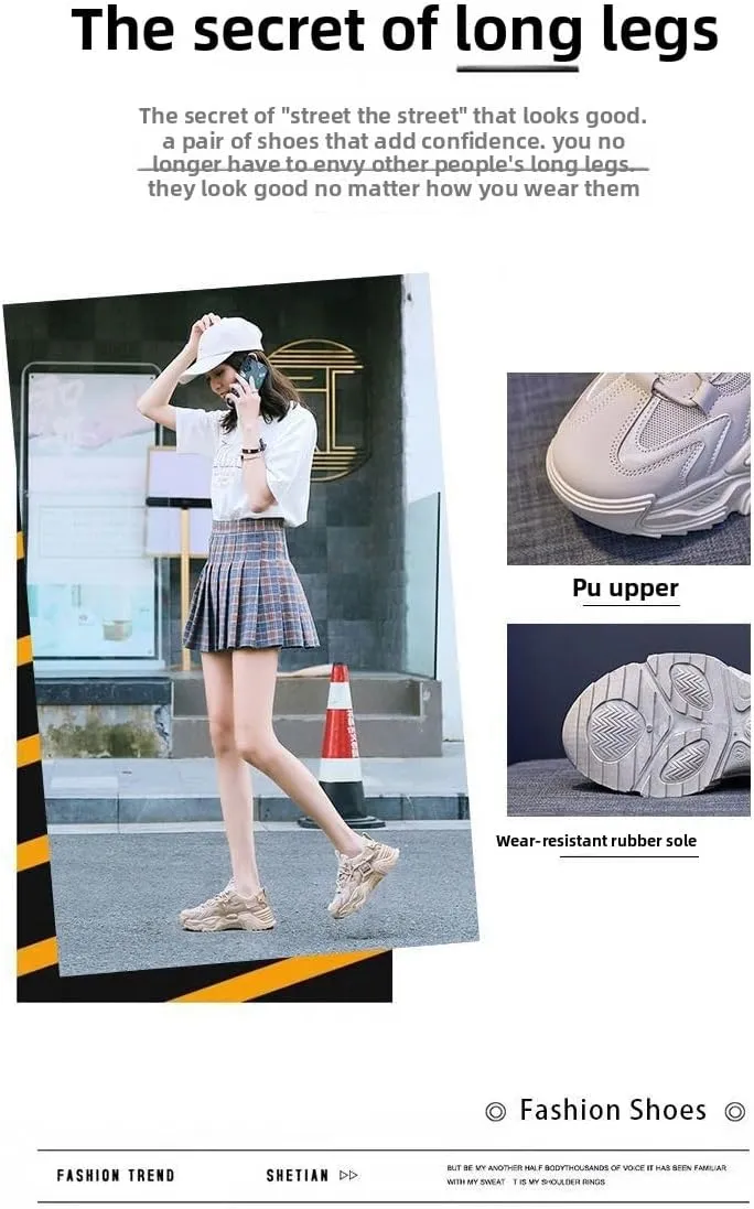 Women's 2025 Chunky Platform Sneakers Height Boost Soft PU Casual Shoes with Cushioned Insole, Breathable Lace-Up Low-Top Fashion Sneakers for Spring/Fall