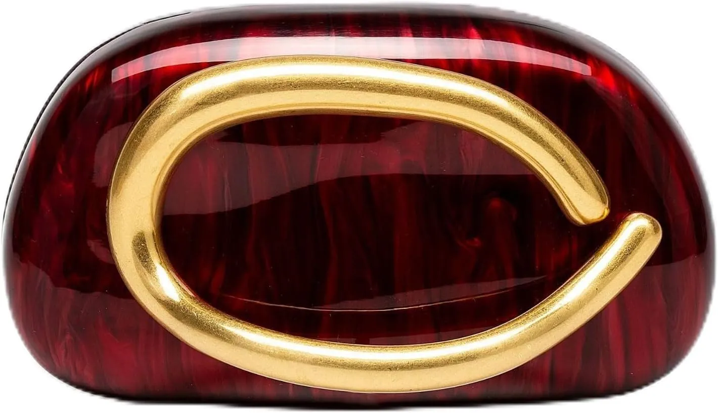 Women's Acrylic Evening Clutch-Metal Handle Evening Bag Trendy Ladies Shoulder Crossbody Purse