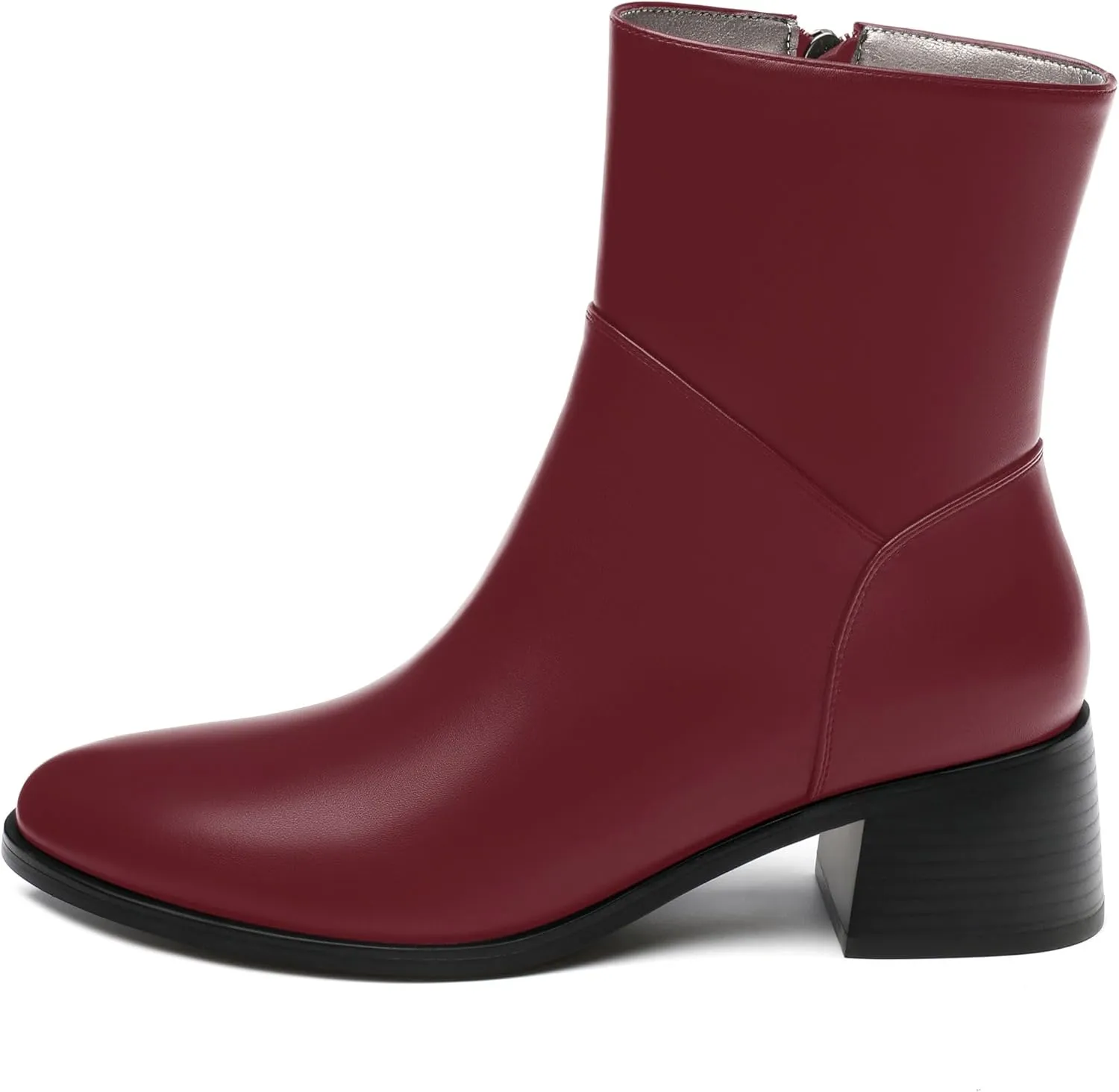 Women's Ada Fashion Round Toe Ankle Boots, Low Chunky Heel Side Zipper Short Boots, Fall and Winter Dating Office Commuter Boots Shoes