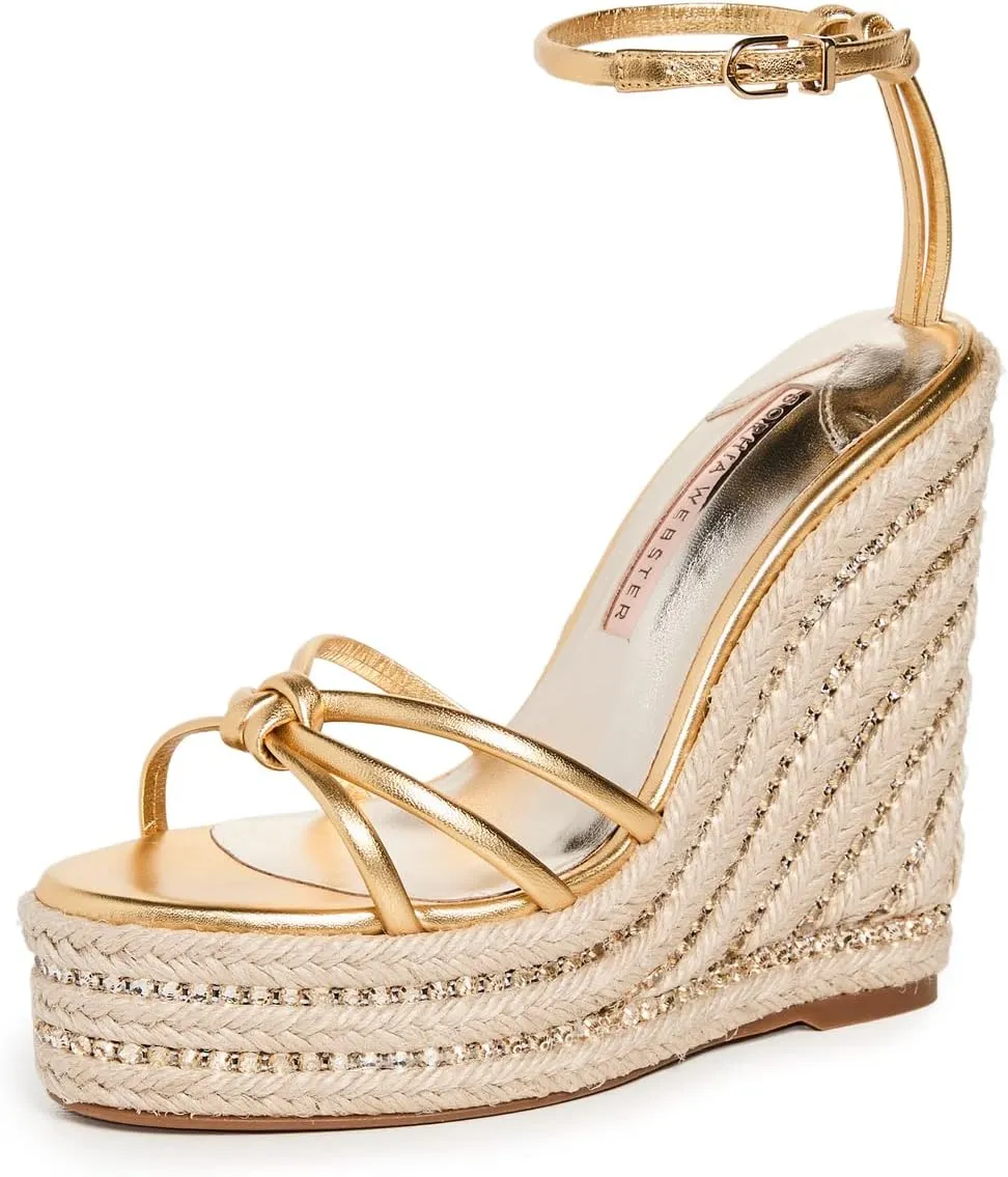 Women's Alina Crystal Espadrilles, Gold, 7 Medium US