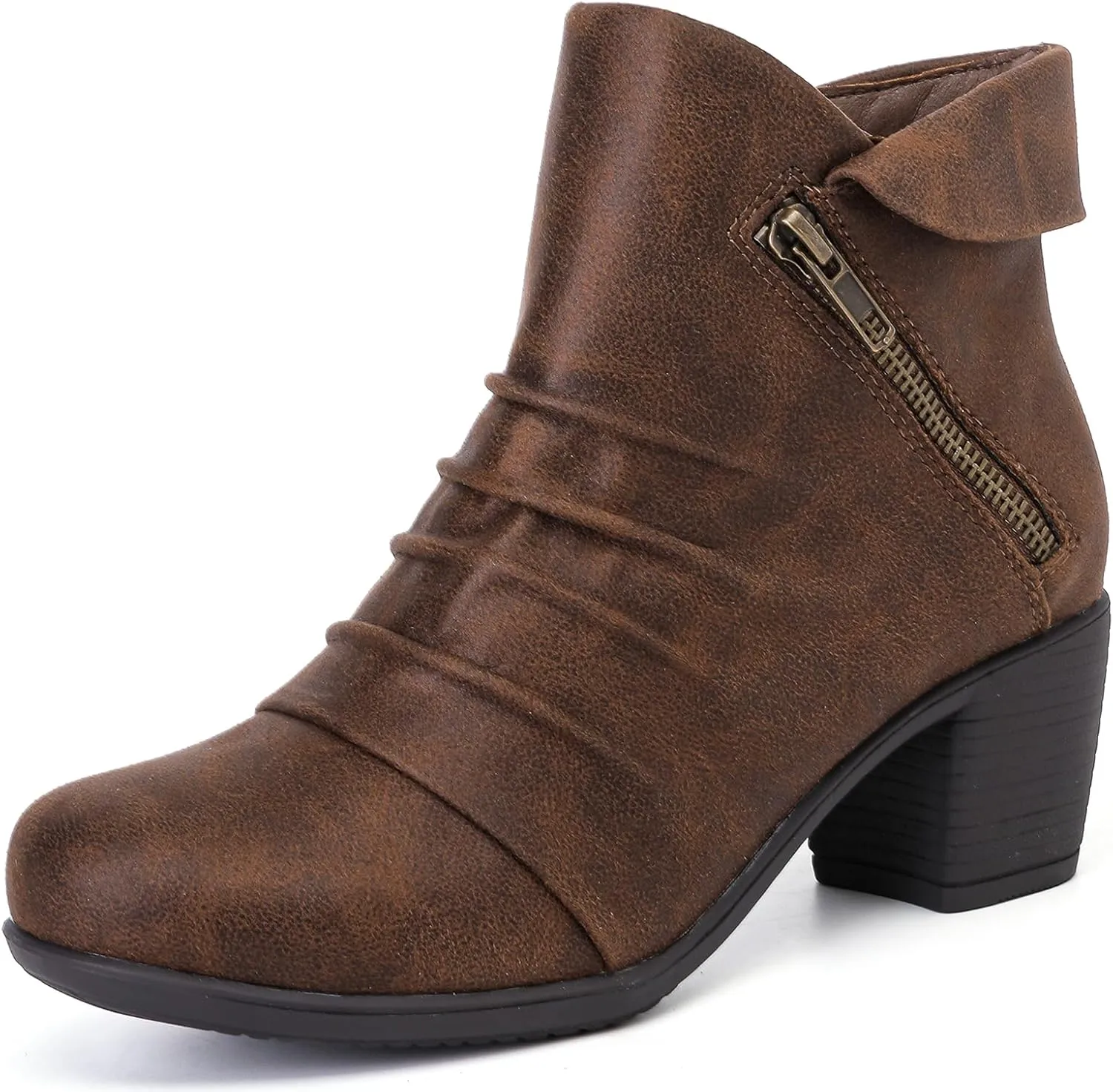 Women's Ankle Boots Casual Fashion Ladies Chunky Heeled Booties Comfortable Low Mid Heel Round Closed Toe Fall Winter Boots for Women.