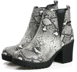 Women’s Block Chunky Heel Ankle Booties Slip on Platform Boots Zipper up High Heel Chelsea Boots