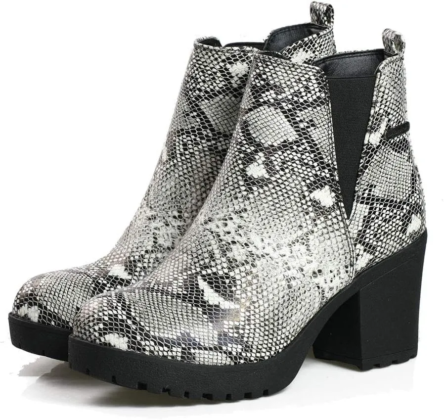 Women’s Block Chunky Heel Ankle Booties Slip on Platform Boots Zipper up High Heel Chelsea Boots