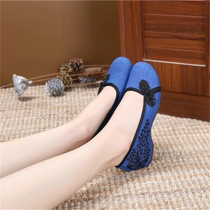 Women's Breathable Retro Disc Buckle Walking Shoes for Dance Yoga Street