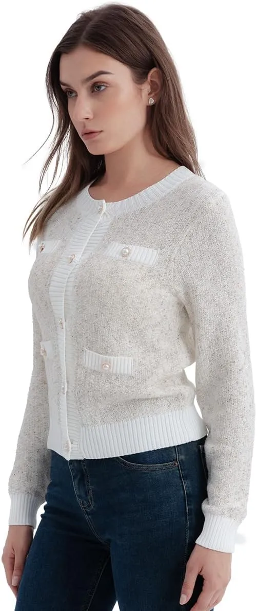 Women's Cardigan Sweaters Open Front Pearl Button Down Long Sleeve Casual Lightweight Knit Trendy Fall Outfits