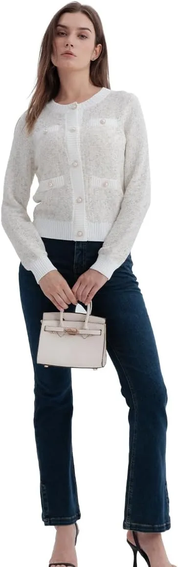Women's Cardigan Sweaters Open Front Pearl Button Down Long Sleeve Casual Lightweight Knit Trendy Fall Outfits