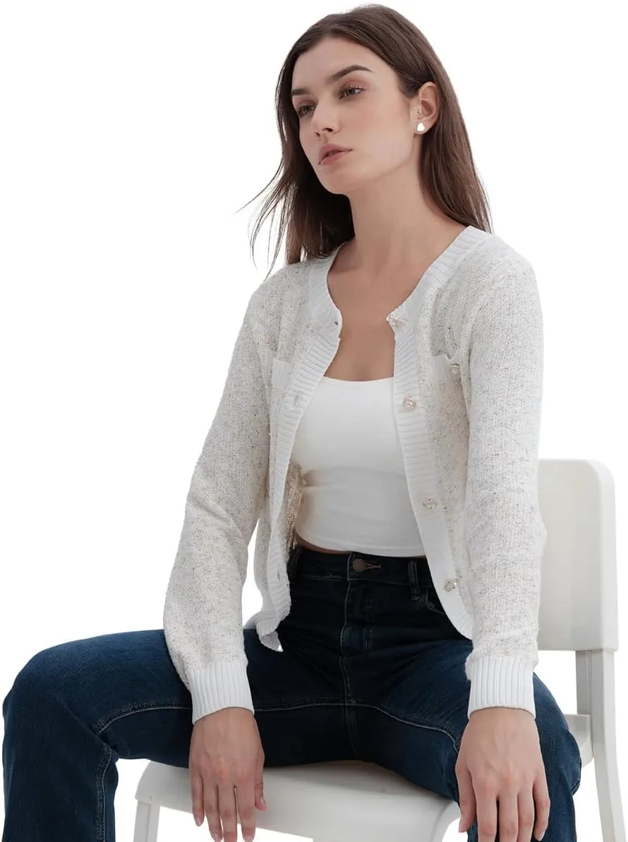 Women's Cardigan Sweaters Open Front Pearl Button Down Long Sleeve Casual Lightweight Knit Trendy Fall Outfits