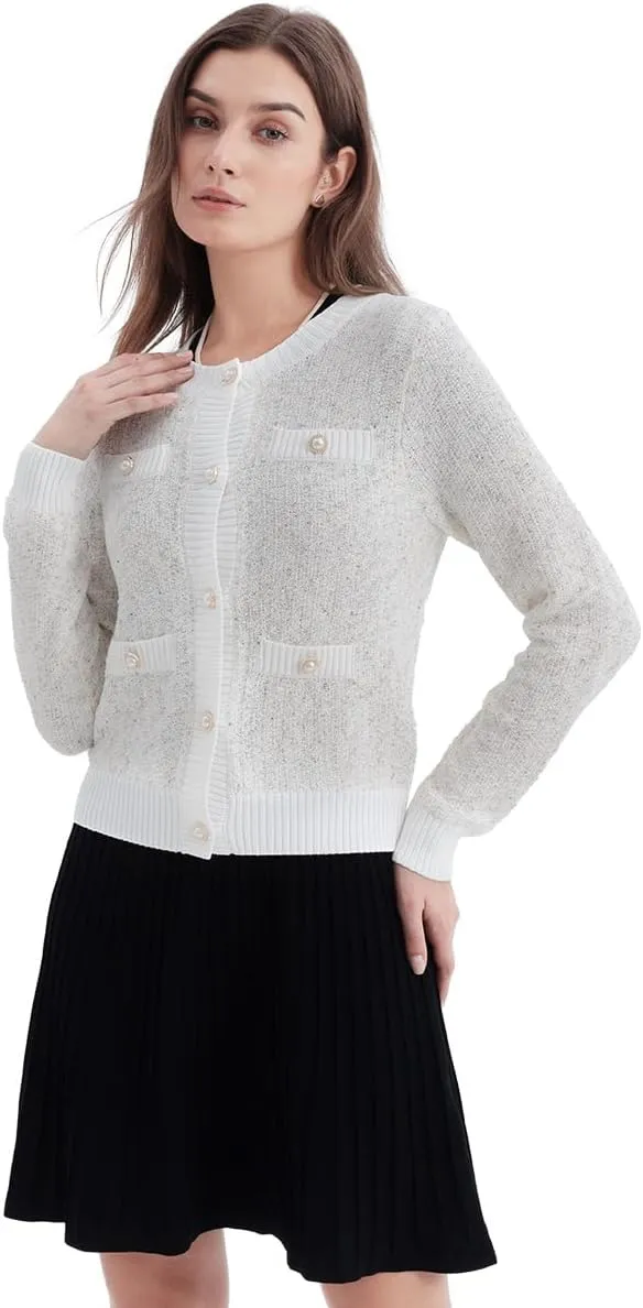 Women's Cardigan Sweaters Open Front Pearl Button Down Long Sleeve Casual Lightweight Knit Trendy Fall Outfits