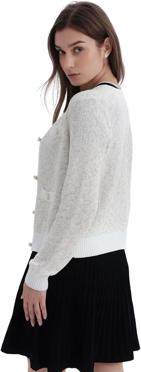 Women's Cardigan Sweaters Open Front Pearl Button Down Long Sleeve Casual Lightweight Knit Trendy Fall Outfits
