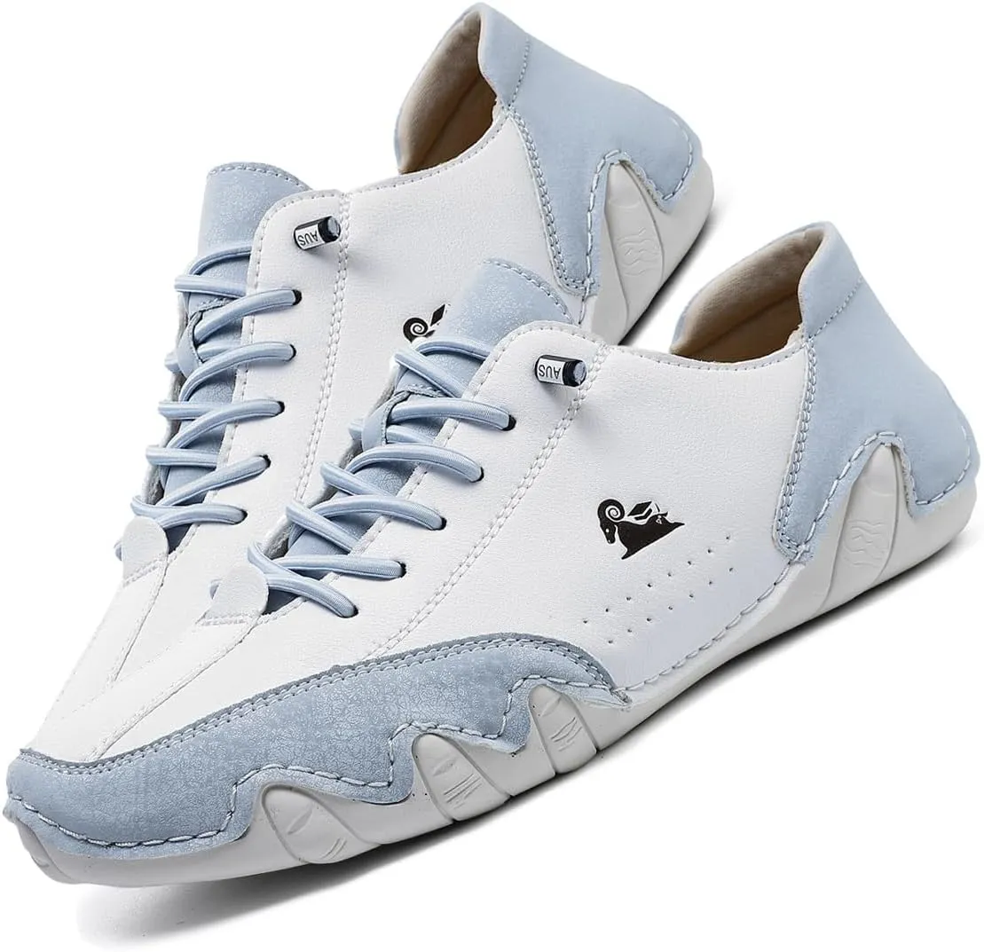 Women's Classic ltalian Handmade Sneakers Leather Fashion Slip-On Beck Shoes Low Top Non Slip Comfortable Light Casual Shoes for Outdoor Walking & Driving