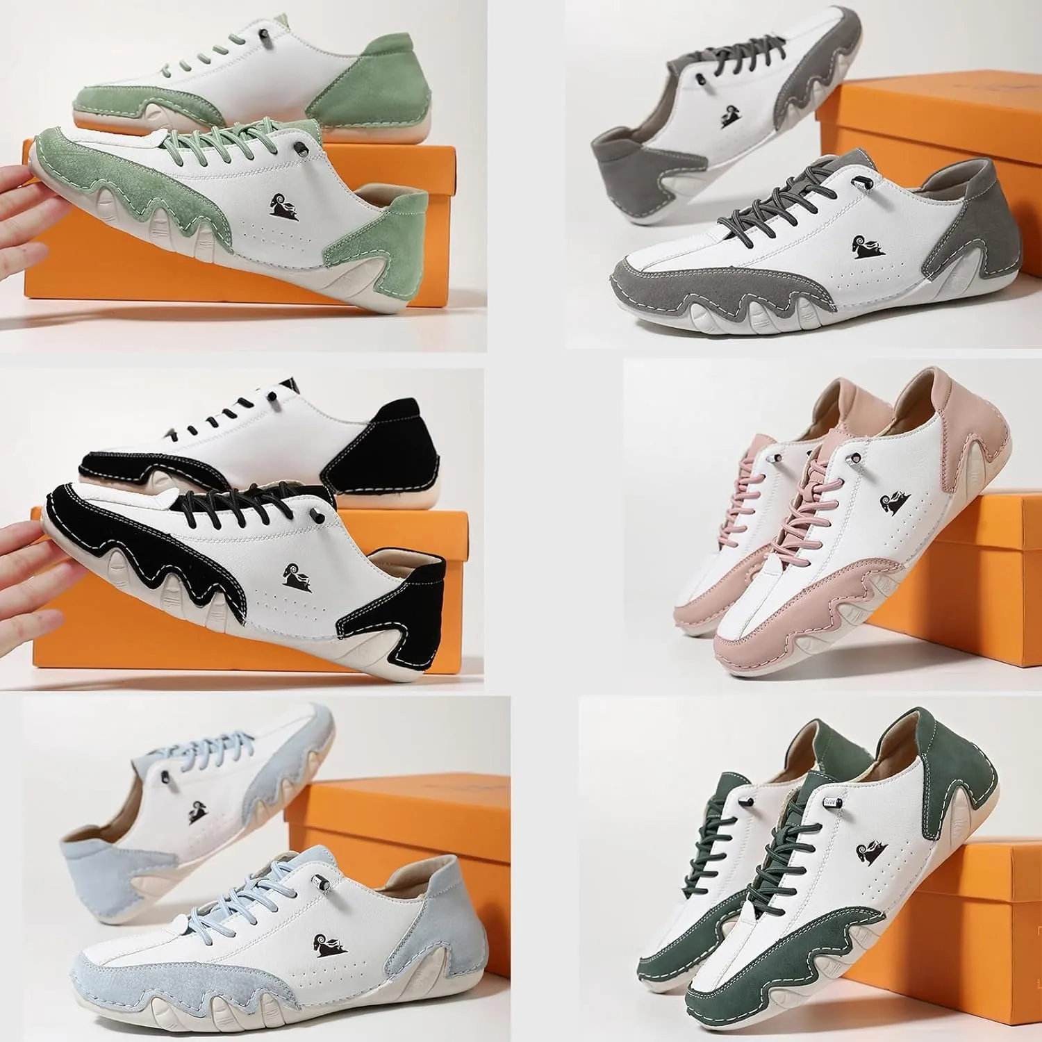 Women's Classic ltalian Handmade Sneakers Leather Fashion Slip-On Beck Shoes Low Top Non Slip Comfortable Light Casual Shoes for Outdoor Walking & Driving