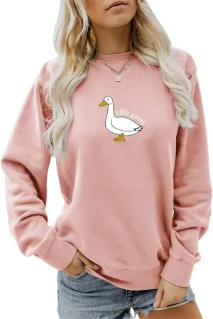 Womens Crewneck Funny Cute Silly Goose Sweatshirt Xmas Pullover Sweatshirt Christmas Sweater