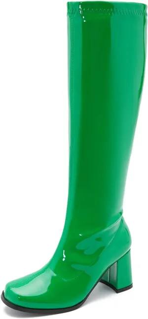 Women's Go Go Boots Over The Knee Block Heel Zipper Boot