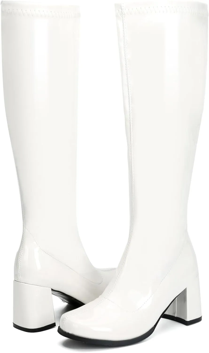 Women's Go Go Boots Over The Knee Block Heel Zipper Boot