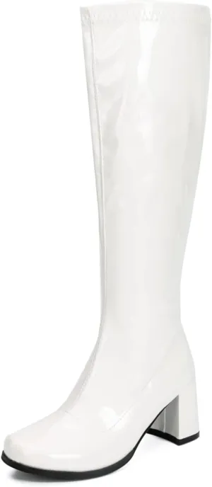 Women's Go Go Boots Over The Knee Block Heel Zipper Boot