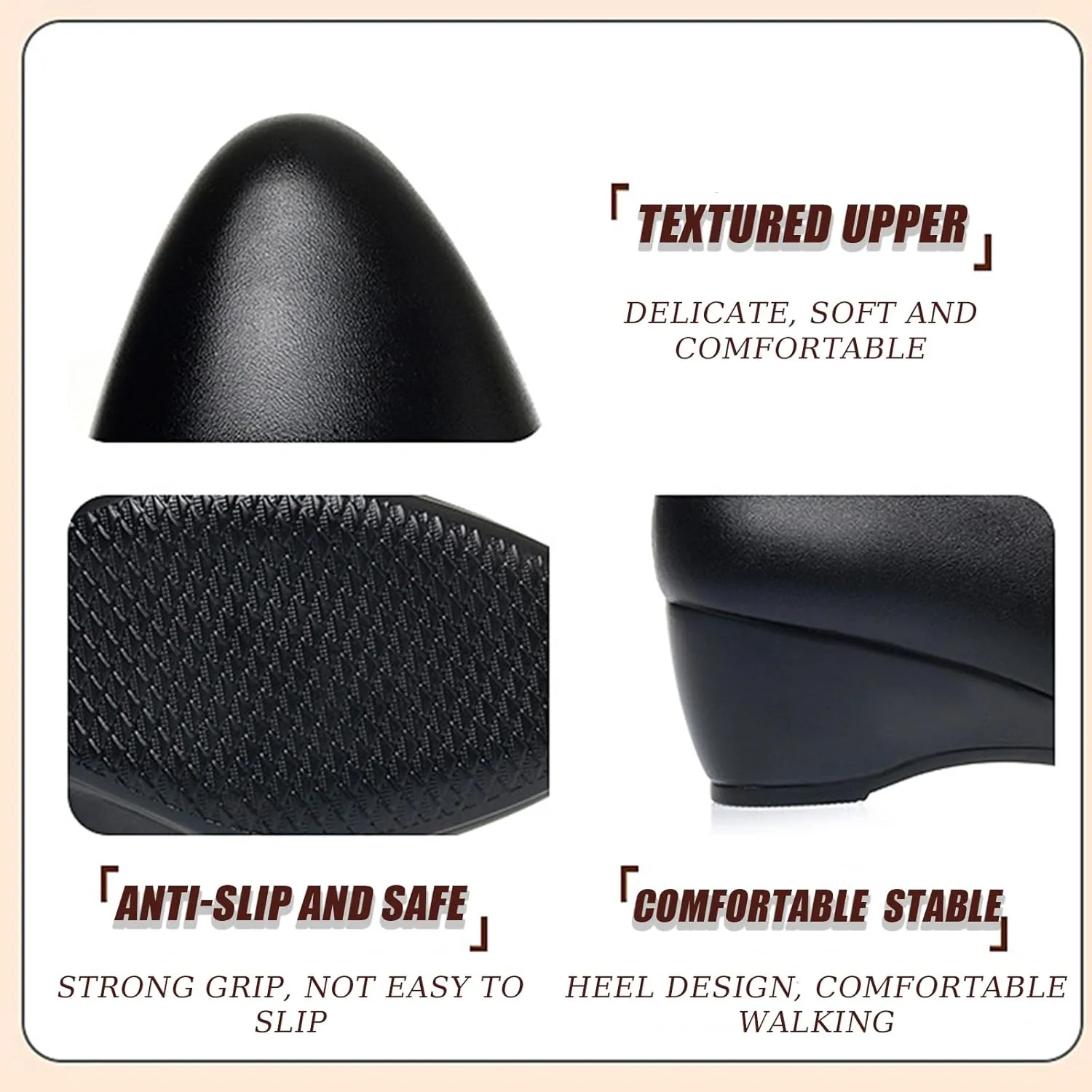 Women's Leather Wedge Round Toe Dressy Shoes Comfortable Soft Leather Platform Slip On Casual Loafers Suitable for Driving Business Work Walking
