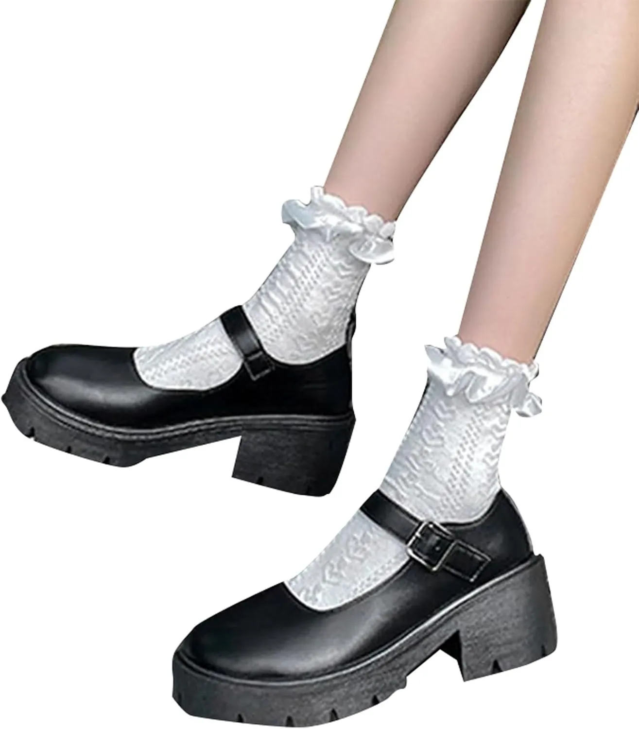 Women's Mary Jane Shoes Thick Sole Shoes Bow Pearl Decoration Gothic Sweet Looking Platform Shoes Woman Shoes Casual