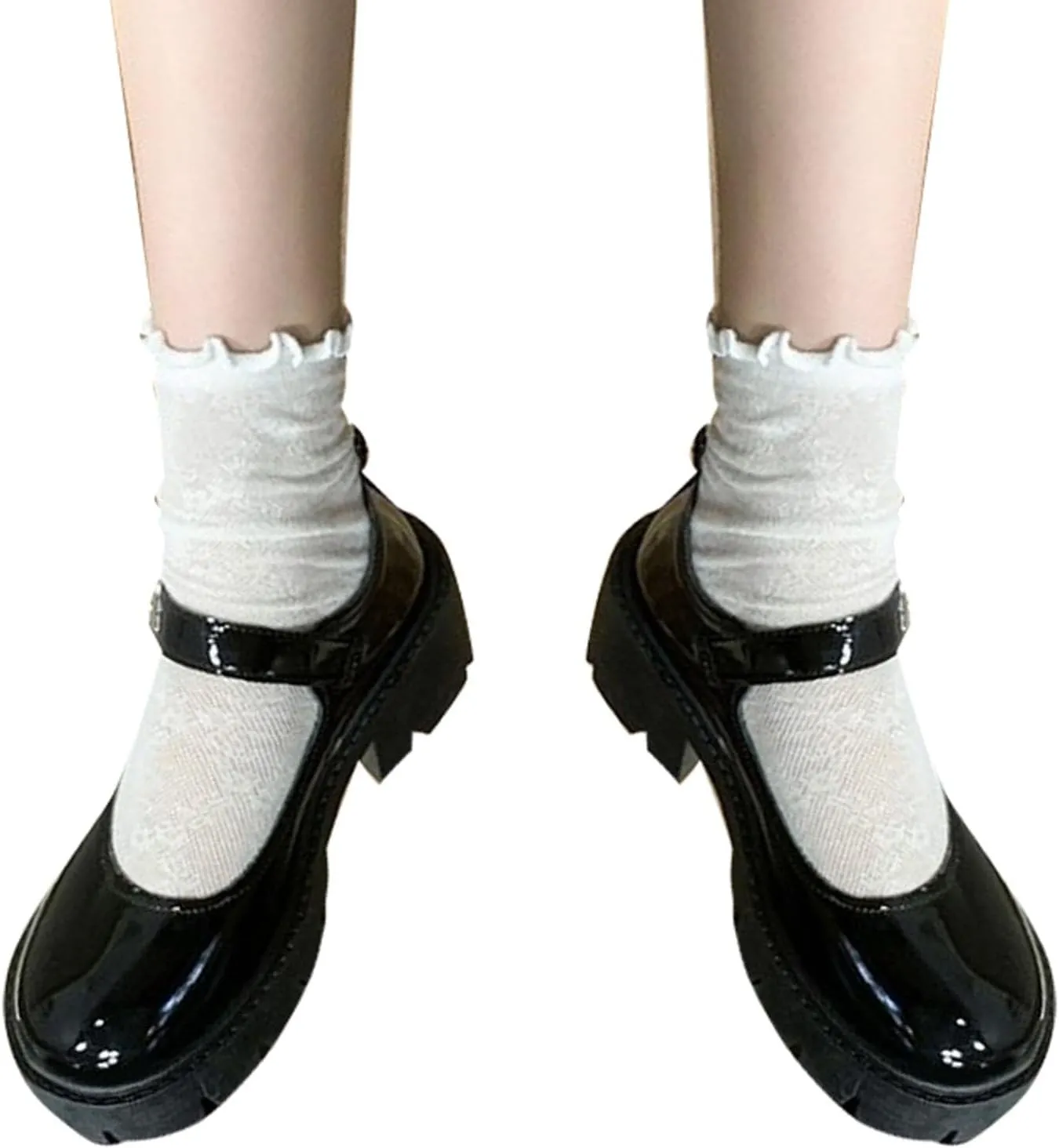 Women's Mary Jane Shoes Thick Sole Shoes Bow Pearl Decoration Gothic Sweet Looking Platform Shoes Woman Shoes Casual