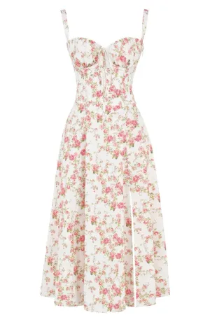 Women's Midi Dress - Corset Bodice - Underwire Cups - Adjustable Straps - A-Line Fit