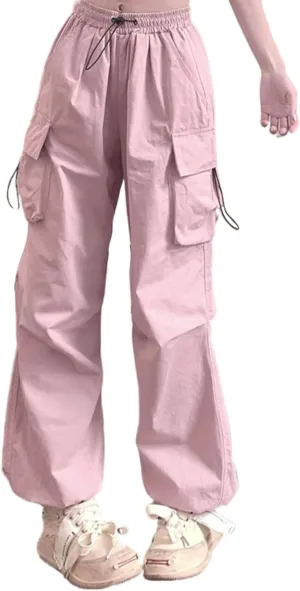 Women's Oversized Baggy Cargo Pants Trendy Flap Pockets Street Hip Hop Y2K Trousers Low Waist Casual Streetwear Pants