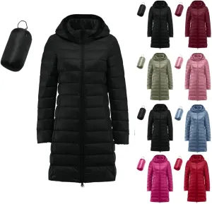 Women's Packable Lightweight Full Zip Jacket with Hood Quilted Winter Lightweight Coats Windproof Ladies Jackets