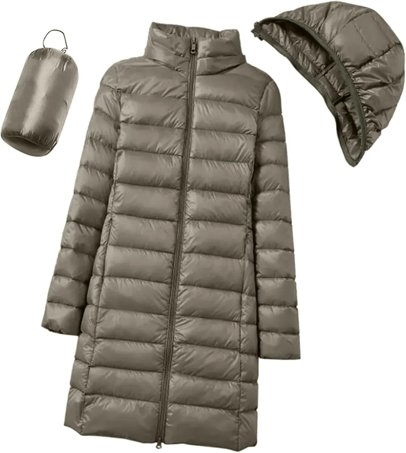 Women's Packable Lightweight Full Zip Jacket with Hood Quilted Winter Lightweight Coats Windproof Ladies Jackets