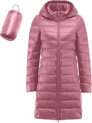 Women's Packable Lightweight Full Zip Jacket with Hood Quilted Winter Lightweight Coats Windproof Ladies Jackets