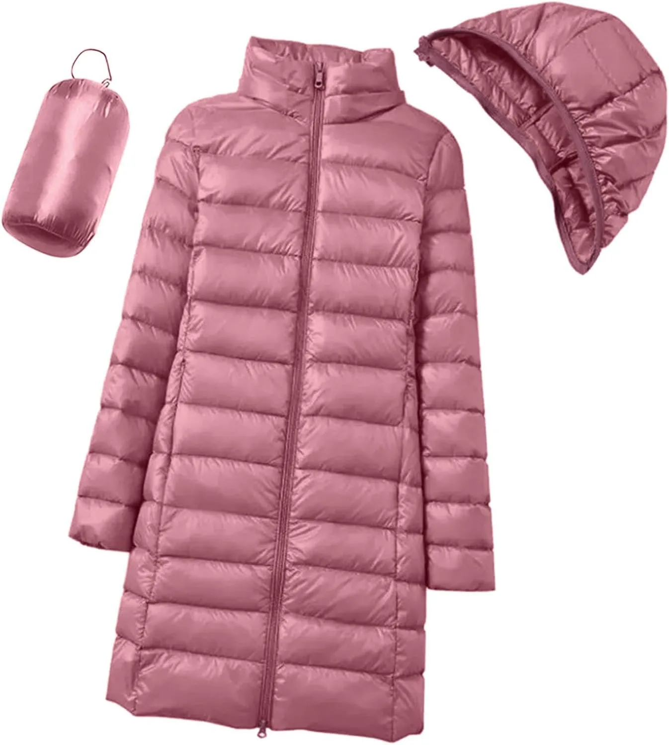 Women's Packable Lightweight Full Zip Jacket with Hood Quilted Winter Lightweight Coats Windproof Ladies Jackets