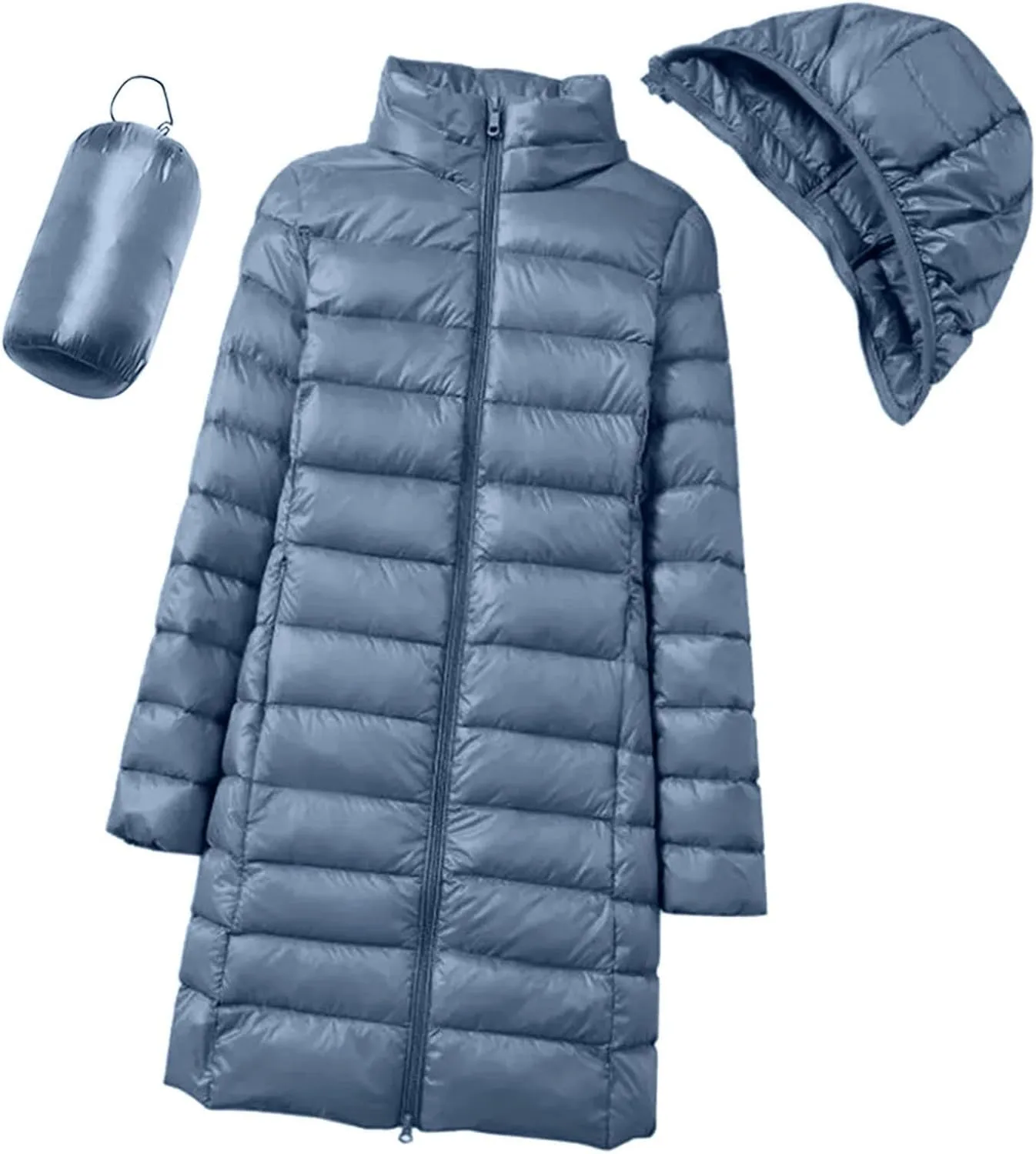Women's Packable Lightweight Full Zip Jacket with Hood Quilted Winter Lightweight Coats Windproof Ladies Jackets