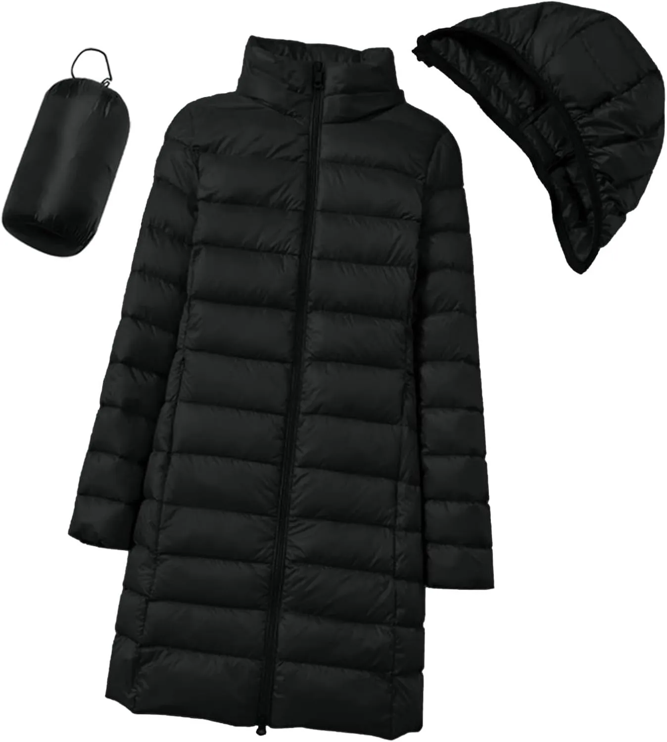 Women's Packable Lightweight Full Zip Jacket with Hood Quilted Winter Lightweight Coats Windproof Ladies Jackets