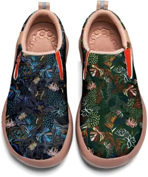 Womens Painted Travel Shoes Lightweight Comfort Slip-Ons Casual Loafers Patchwork Plants Floral Fashion Sneaker