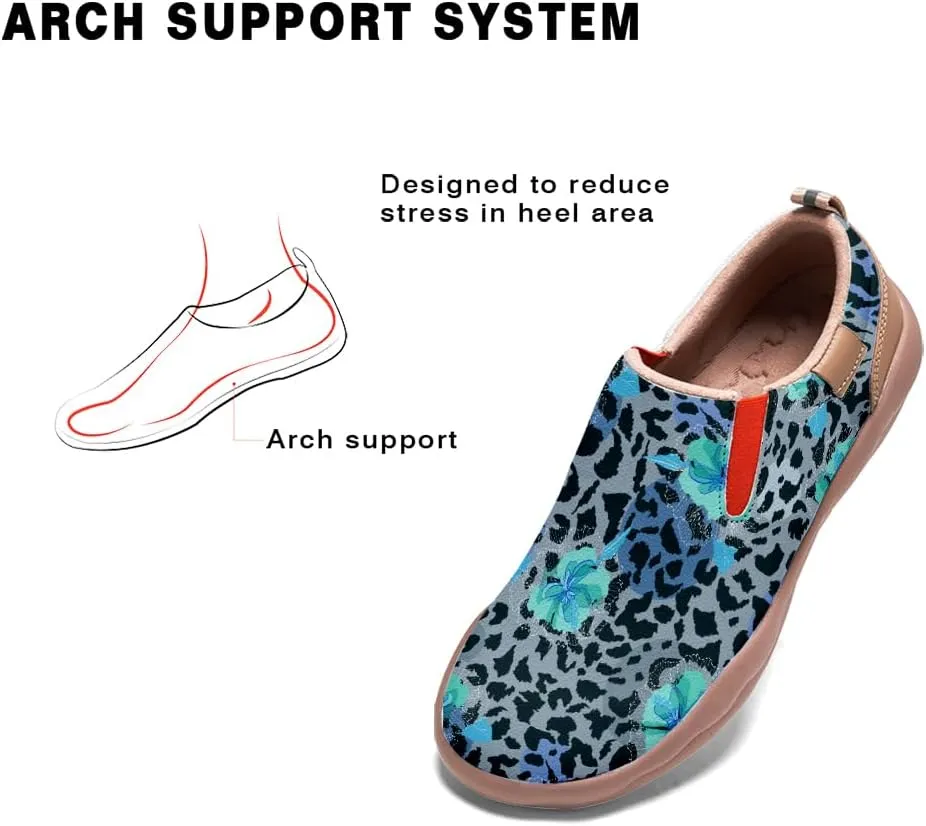Womens Painted Travel Shoes Lightweight Comfort Slip-Ons Casual Loafers Patchwork Plants Floral Fashion Sneaker