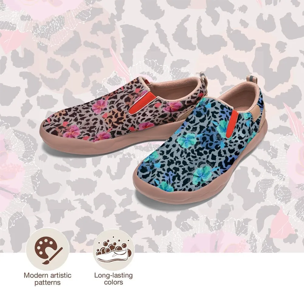 Womens Painted Travel Shoes Lightweight Comfort Slip-Ons Casual Loafers Patchwork Plants Floral Fashion Sneaker
