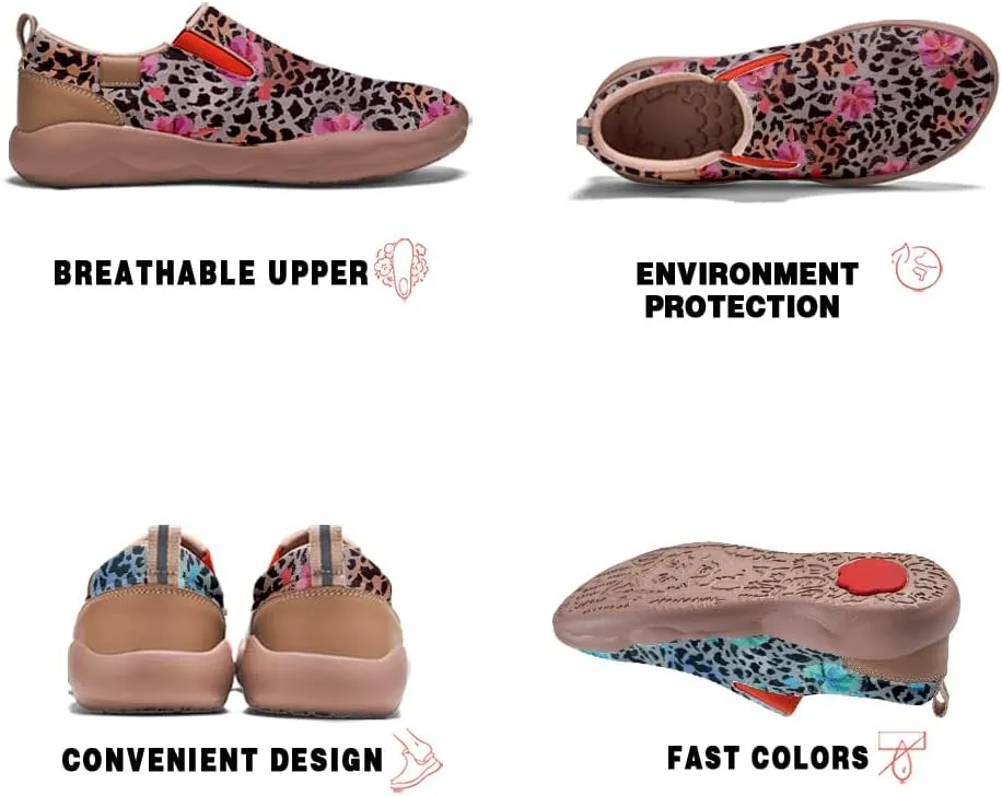 Womens Painted Travel Shoes Lightweight Comfort Slip-Ons Casual Loafers Patchwork Plants Floral Fashion Sneaker