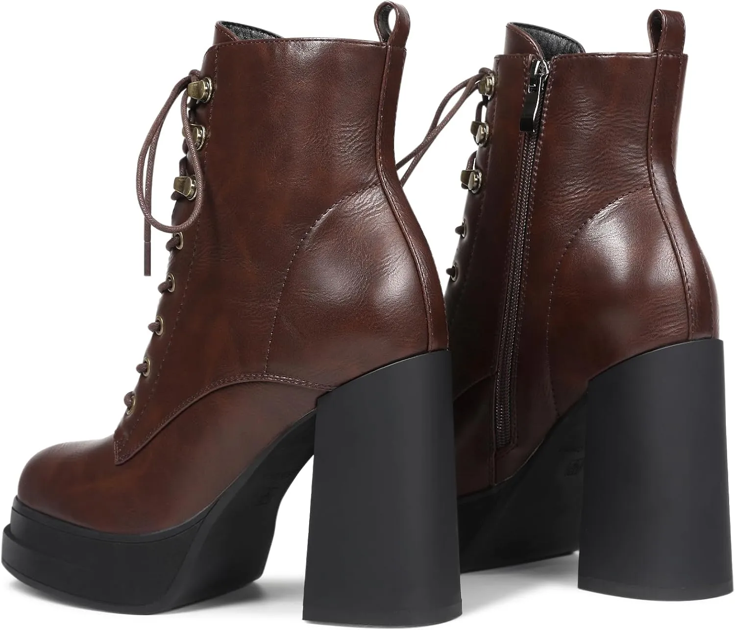 Women's Platform Ankle Boots Chunky High Heel Square Toe Stretch Short Gogo Combat Boots Booties for Women (not for wide calf)