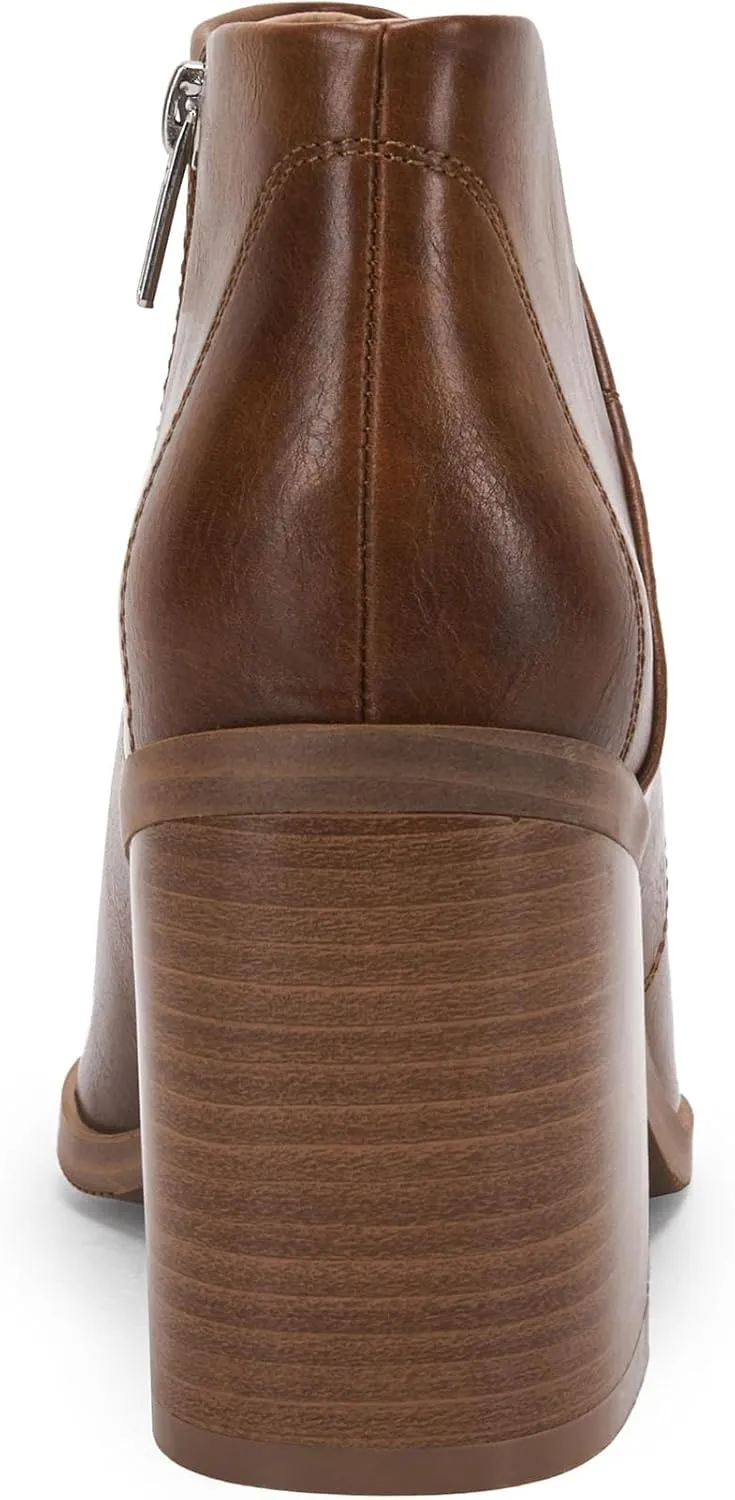 Womens Pointed Toe Ankle Boots Block Stacked Chunky Heel Cutout Side Zipper Fall Booties Shoe