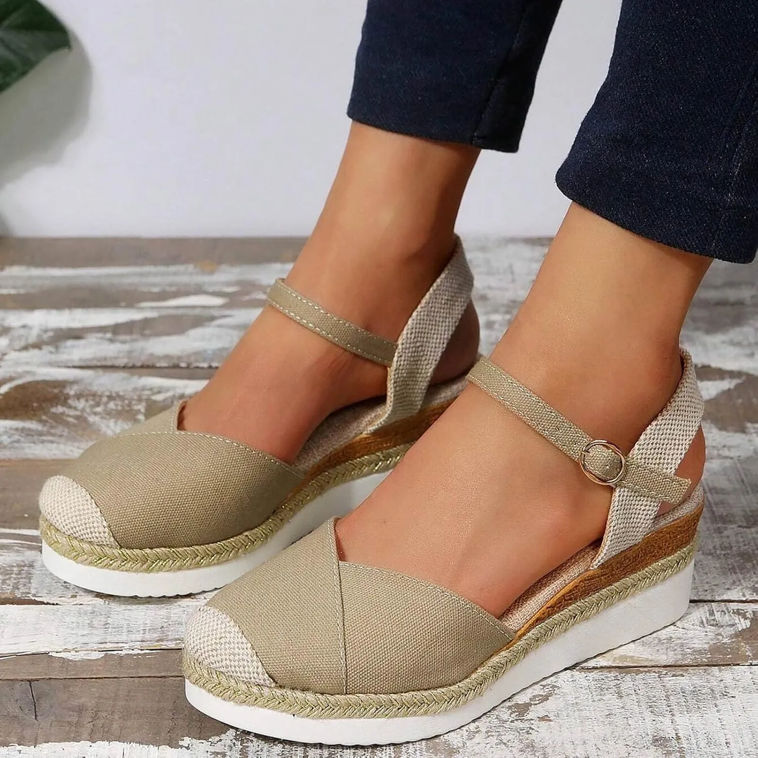 Women'S Sandals 2025 Closed Toe Platform Vacation Wedges Shoes Waterproof Espadrilles For Resort Espadrille Summer Heels