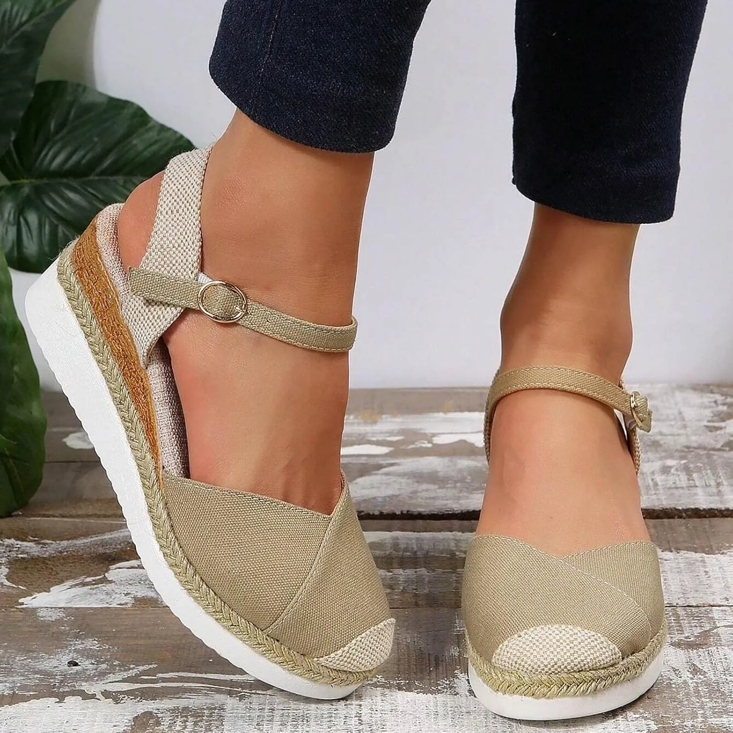 Women'S Sandals 2025 Closed Toe Platform Vacation Wedges Shoes Waterproof Espadrilles For Resort Espadrille Summer Heels